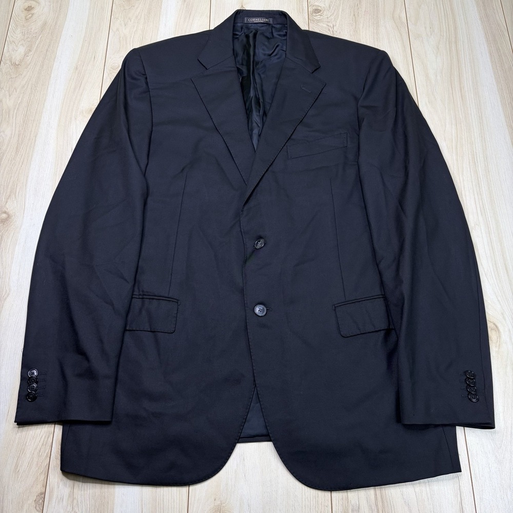 CORNELIANI Super Fine 18.75 Microns Wool Twill Blazer Mens 44L Black
